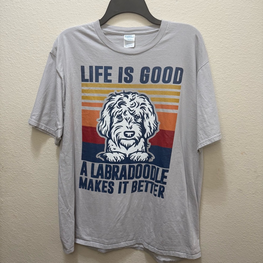 Life Is Good Labradoodle Graphic Tee XL Retro Dog Lover Shirt